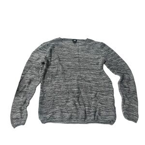 H&M Marled Grey and Black Knit Crewneck Pullover Sweater Size Medium
